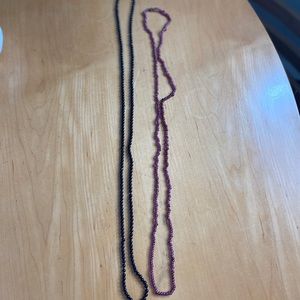 Long glass beaded necklaces black and purple